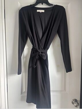 Timeless LOFT Black Wrap-Style Long Sleeve Dress